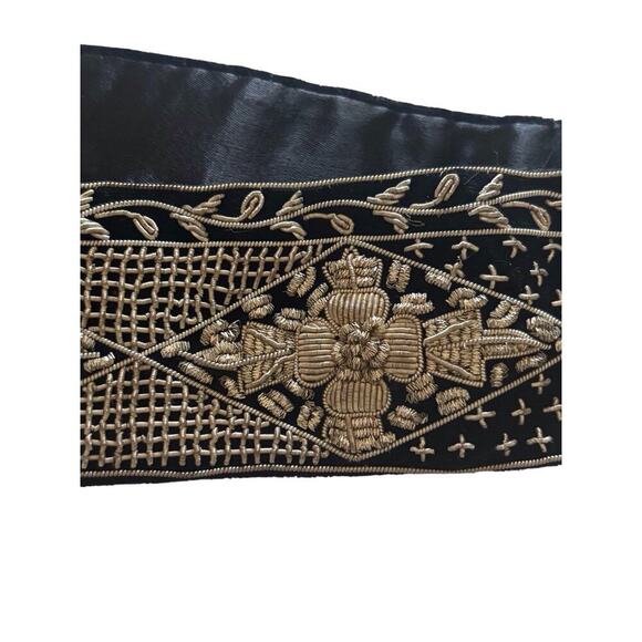 Zardozi Belt Embroidery Silver Metal Thread India Origin Silk Velvet 31” main image 5